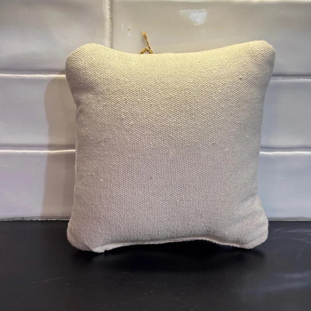 Handmade Pumpkin Punch Needle Pillow Small Orange Fall Farmhouse Decor